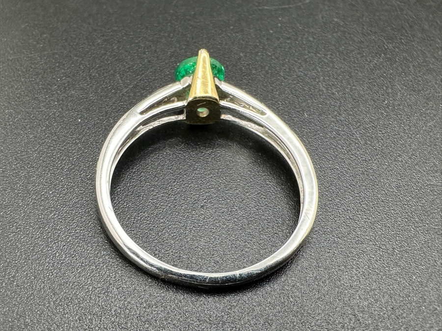 14k Gold Ring With 4.8mm Natural Emerald And (10) .005ct (Est. .05cttw) Natural Diamonds Size 7.5 2g Retails $1,600 [Photo 9]