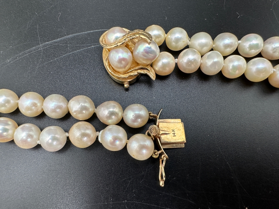 Stunning Two Strand 8mm Pearl 30' Necklace With Large 14k Gold Clasp Retails $6,000 [Photo 16]