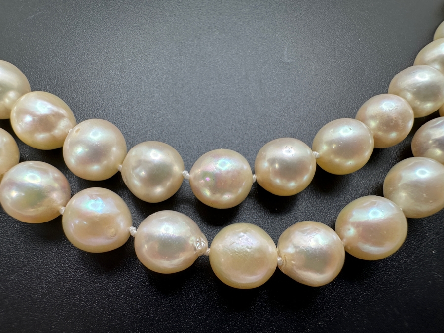 Stunning Two Strand 8mm Pearl 30' Necklace With Large 14k Gold Clasp Retails $6,000 [Photo 19]