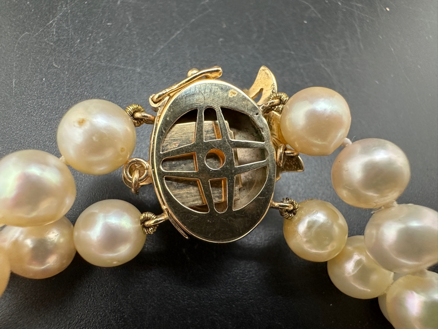 Stunning Two Strand 8mm Pearl 30' Necklace With Large 14k Gold Clasp Retails $6,000 [Photo 4]
