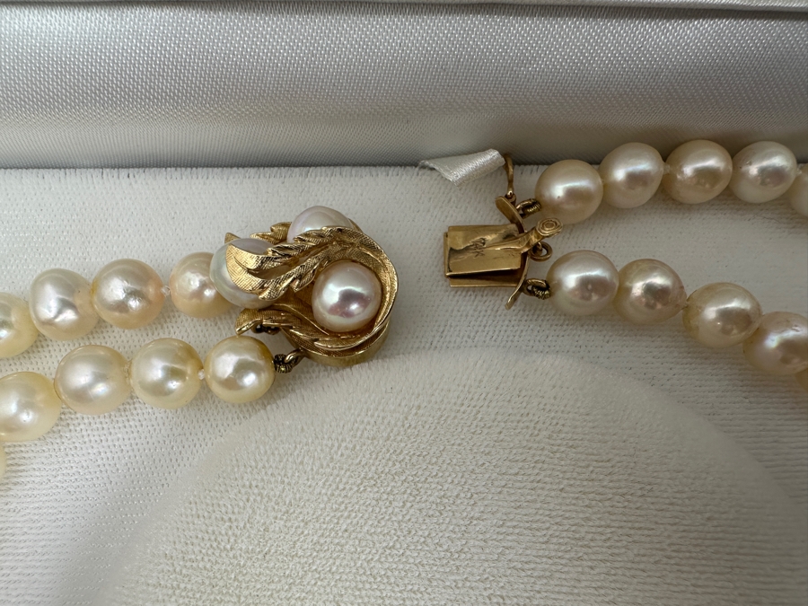 Stunning Two Strand 8mm Pearl 30' Necklace With Large 14k Gold Clasp Retails $6,000 [Photo 23]