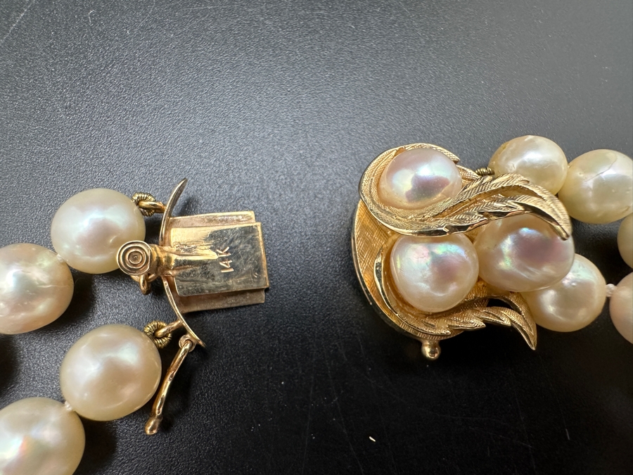 Stunning Two Strand 8mm Pearl 30' Necklace With Large 14k Gold Clasp Retails $6,000 [Photo 13]