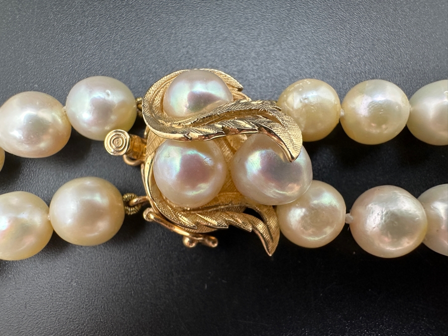 Stunning Two Strand 8mm Pearl 30' Necklace With Large 14k Gold Clasp Retails $6,000 [Photo 2]
