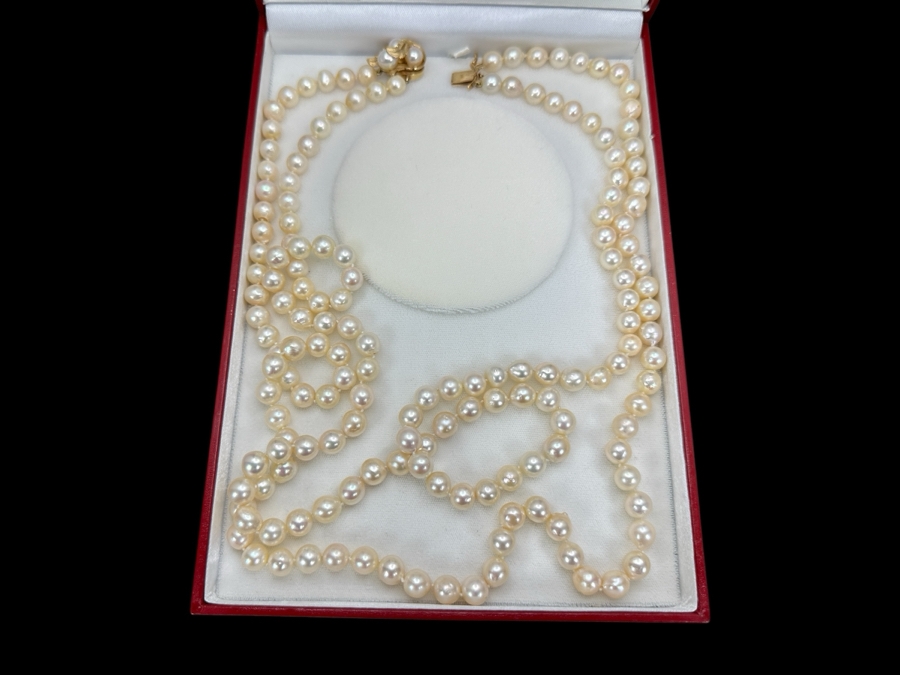 Stunning Two Strand 8mm Pearl 30' Necklace With Large 14k Gold Clasp Retails $6,000 [Photo 8]