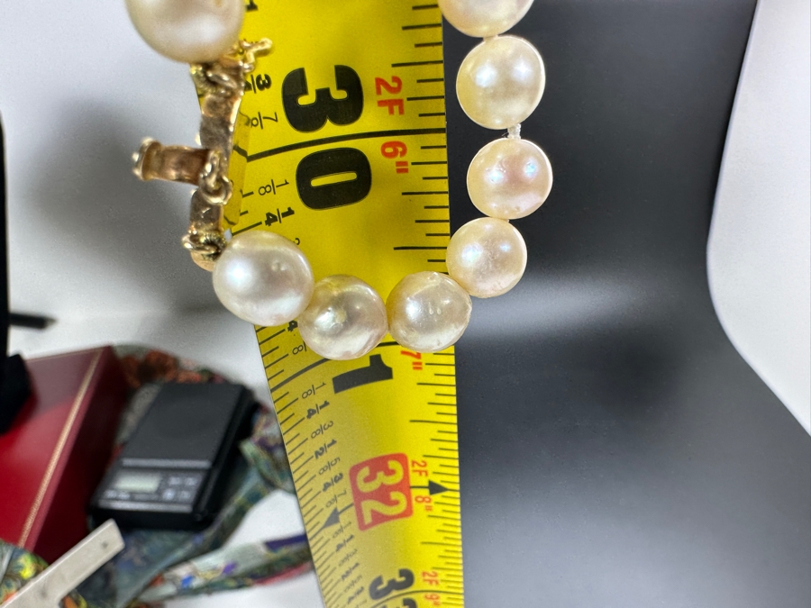 Stunning Two Strand 8mm Pearl 30' Necklace With Large 14k Gold Clasp Retails $6,000 [Photo 20]