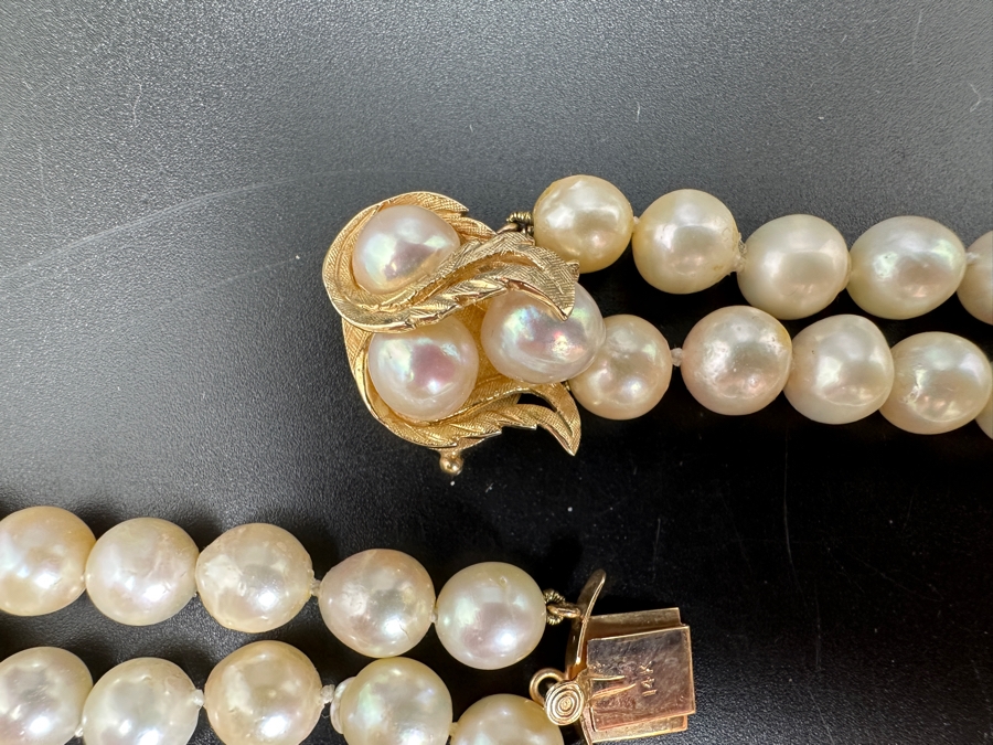 Stunning Two Strand 8mm Pearl 30' Necklace With Large 14k Gold Clasp Retails $6,000 [Photo 17]