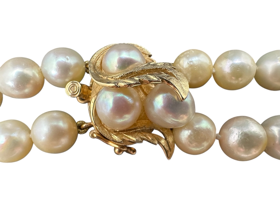 Stunning Two Strand 8mm Pearl 30' Necklace With Large 14k Gold Clasp Retails $6,000 [Photo 5]