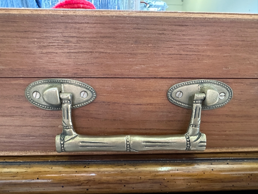 Large Collection Of Cased Nickel Bronze RR Flatware Set With Bamboo Motif Service For 12 From Thailand 18W X 17D X 4.25H [Photo 9]