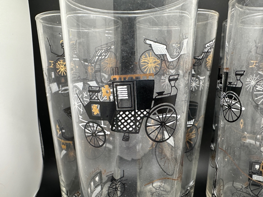 Set Of Five Vintage Libbey Carriage Iced Tea Glasses 7H [Photo 2]