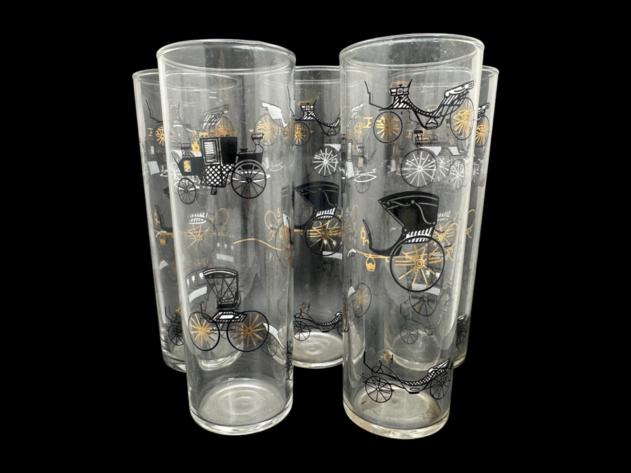 Set Of Five Vintage Libbey Carriage Iced Tea Glasses 7H [Photo 1]