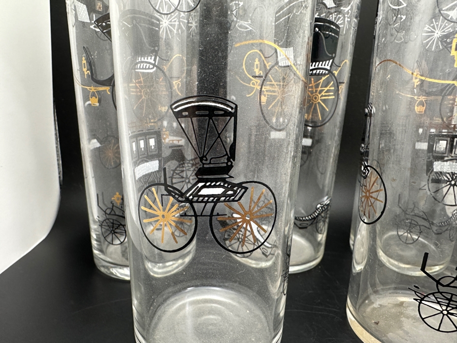 Set Of Five Vintage Libbey Carriage Iced Tea Glasses 7H [Photo 3]