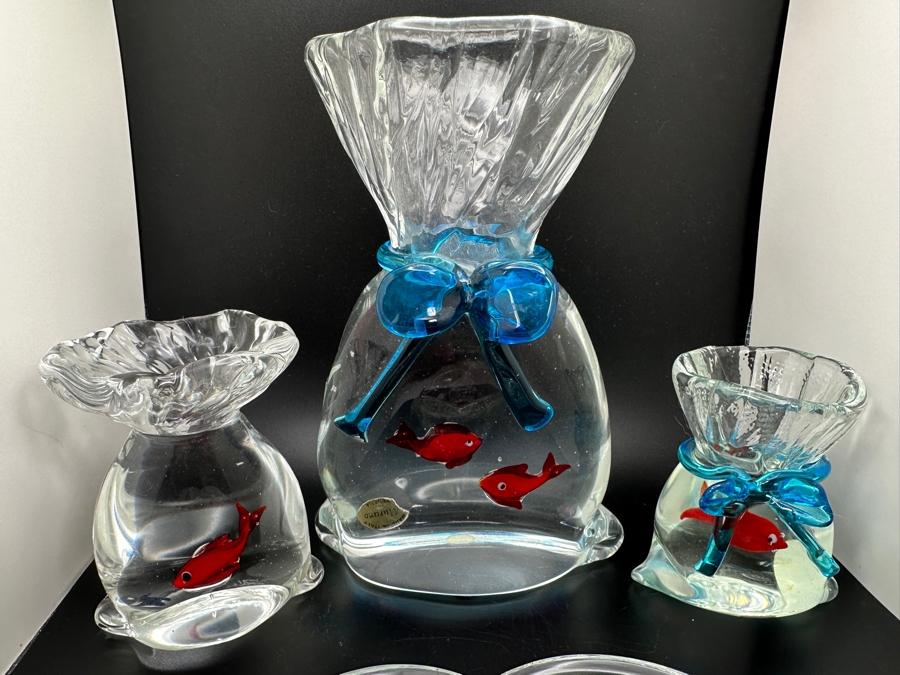 Collection Of Vintage Venetian Murano Glass Made In Italy With Red Fish [Photo 2]