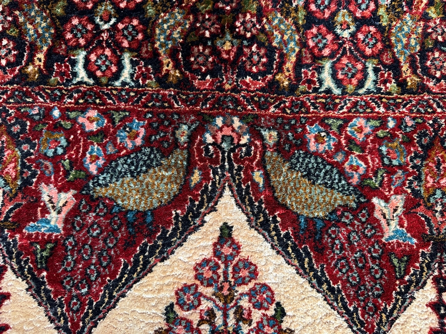 Stunning Hand Knotted Silk Persian Kashmir Prayer Rug Signed 36 X 64 [Photo 11]