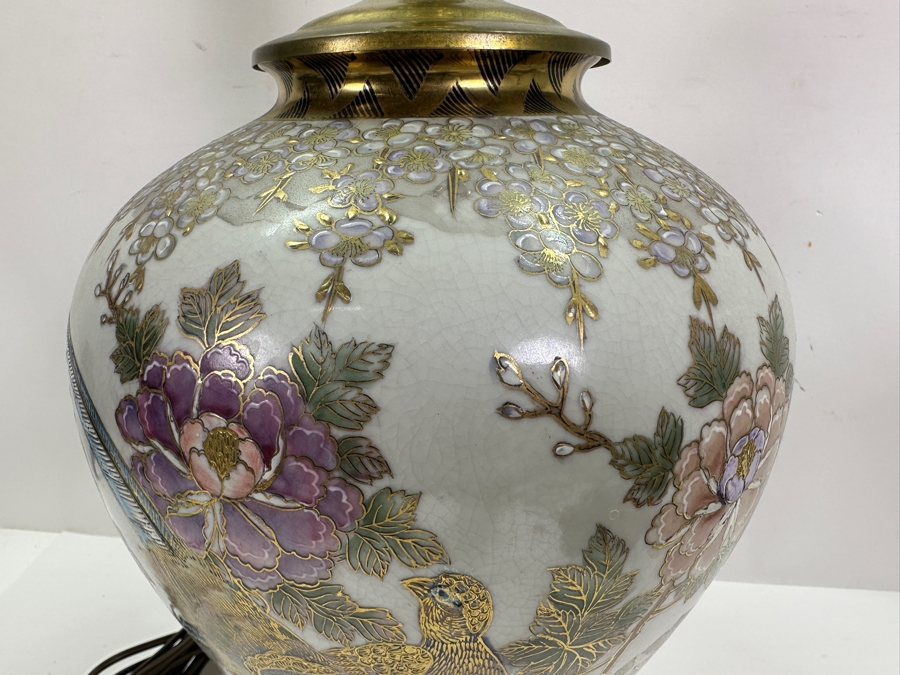 Vintage Hand Painted Asian Porcelain Jar Table Lamp 30H [Photo 7]