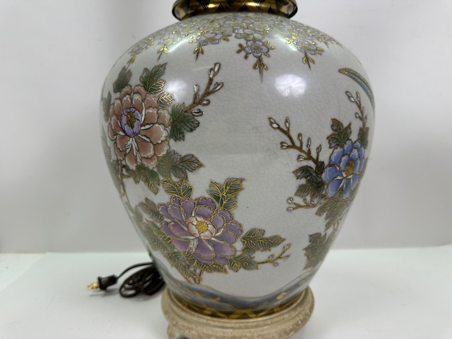 Vintage Hand Painted Asian Porcelain Jar Table Lamp 30H [Photo 8]