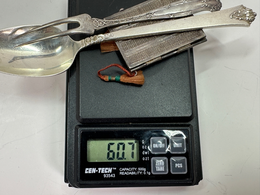 Sterling Silver Lot: Silver Spoon, Silver Seafood Fork And Silver Picture Frame 60.7g [Photo 7]