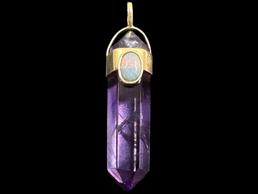 14k Gold Pendant With Amethysty And Opal 4.8g [Photo 1]