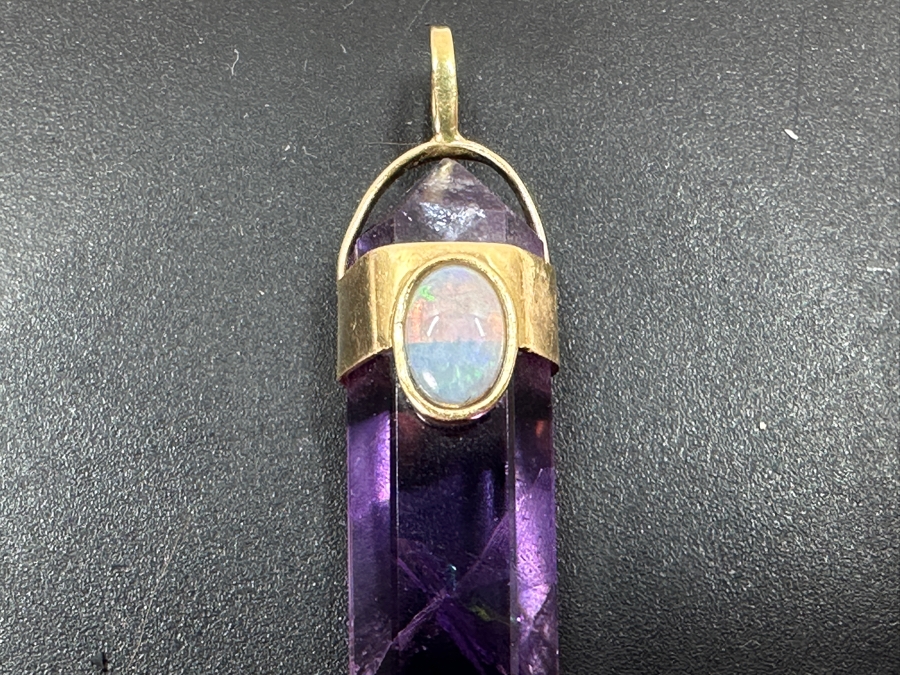 14k Gold Pendant With Amethysty And Opal 4.8g [Photo 6]