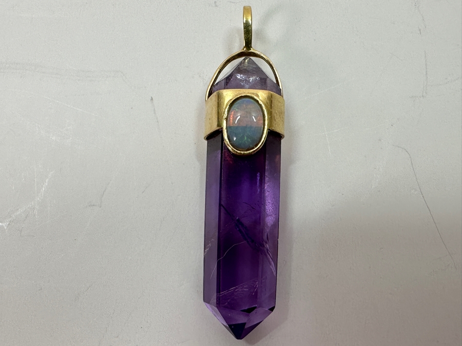 14k Gold Pendant With Amethysty And Opal 4.8g [Photo 4]