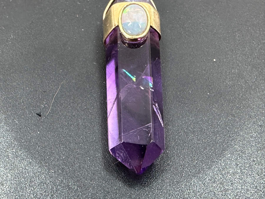 14k Gold Pendant With Amethysty And Opal 4.8g [Photo 7]
