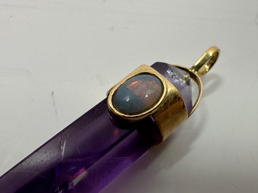 14k Gold Pendant With Amethysty And Opal 4.8g [Photo 2]