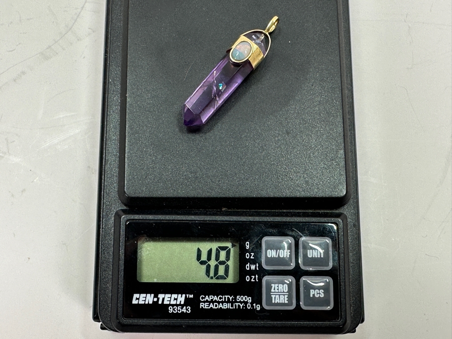 14k Gold Pendant With Amethysty And Opal 4.8g [Photo 5]
