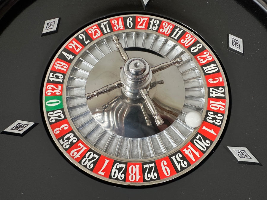Vintage Italian Marquetry Inlaid Mutli-Game Gaming Table Dal Negro, Treviso Featuring Roulette, Chess & Backgammon With Playing Cards And Pieces 30W X 30D X 29.5H [Photo 15]