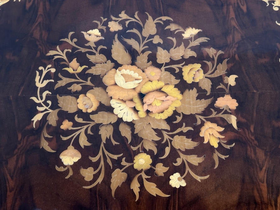 Vintage Italian Marquetry Inlaid Mutli-Game Gaming Table Dal Negro, Treviso Featuring Roulette, Chess & Backgammon With Playing Cards And Pieces 30W X 30D X 29.5H [Photo 6]