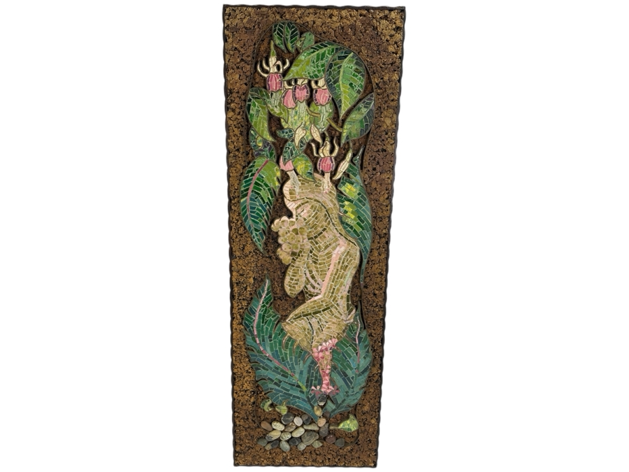 Vintage Mid-Century Modern Tile Mosiac Artwork On Cork Background 12.25 X 36 [Photo 1]