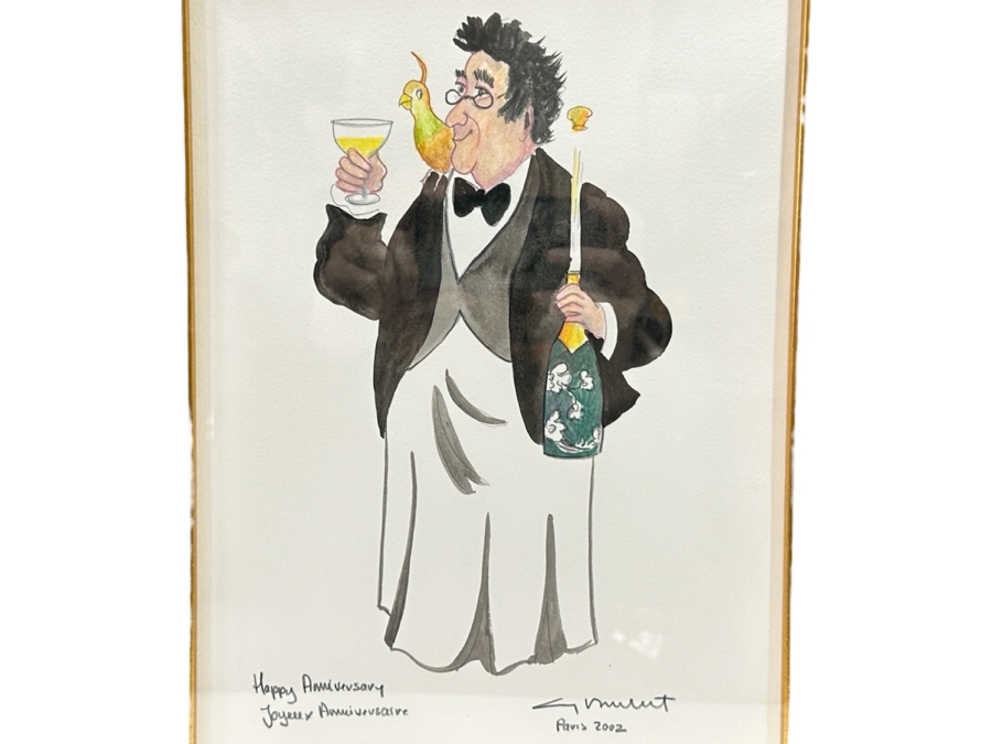 Guy Buffet (1943-2023, Hawaii/France) Original Watercolor On Paper Titled 'Happy Anniversay' 10 X 15 Framed 21 X 26 Retails $1,950 [Photo 1]