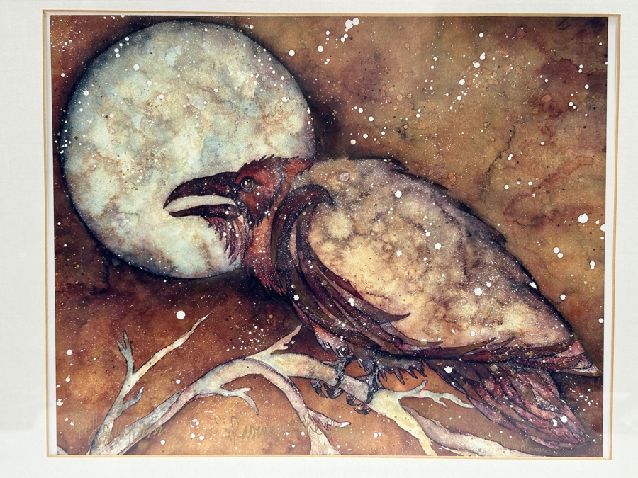 Karla Morreira Hand Signed Limited Edition Print Titled 'Raving At The Moon' 13.5 X 11 Framed 21.5 X 17.5