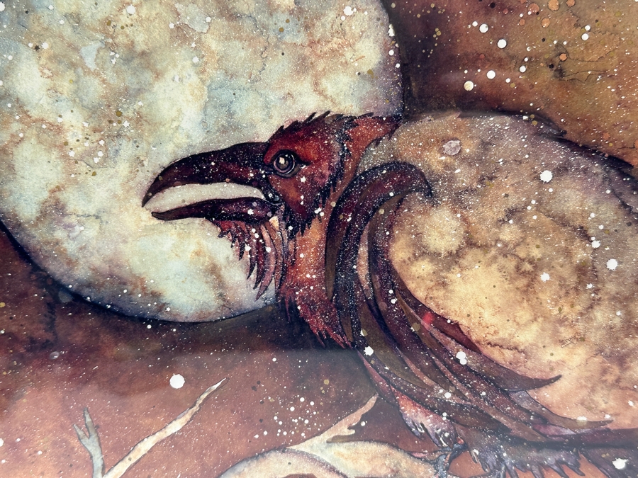 Karla Morreira Hand Signed Limited Edition Print Titled 'Raving At The Moon' 13.5 X 11 Framed 21.5 X 17.5 [Photo 3]