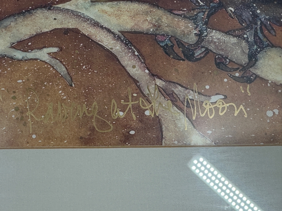 Karla Morreira Hand Signed Limited Edition Print Titled 'Raving At The Moon' 13.5 X 11 Framed 21.5 X 17.5 [Photo 6]