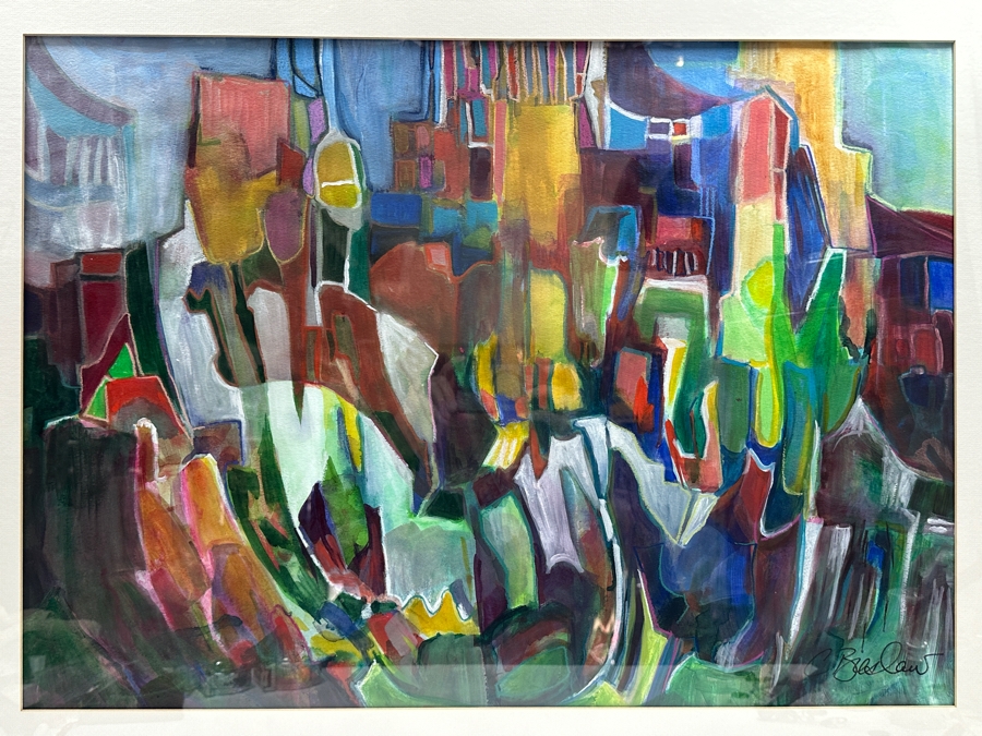 Cathy Breslaw Original Abstract Artwork On Paper 28 X 20.5 Framed 39 X 31 [Photo 1]