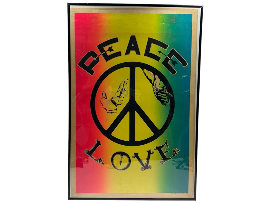 Original 1960s Peace & Love Psychedelic Black Light Poster By Platt Mfg Co Los Angeles 23 X 35 [Photo 1]