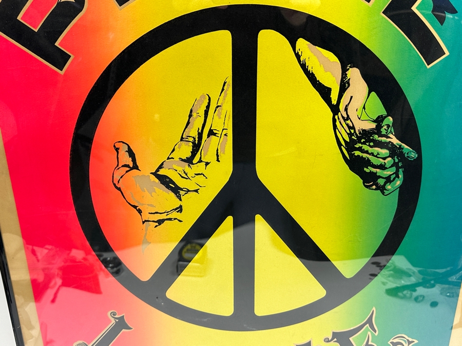 Original 1960s Peace & Love Psychedelic Black Light Poster By Platt Mfg Co Los Angeles 23 X 35 [Photo 3]