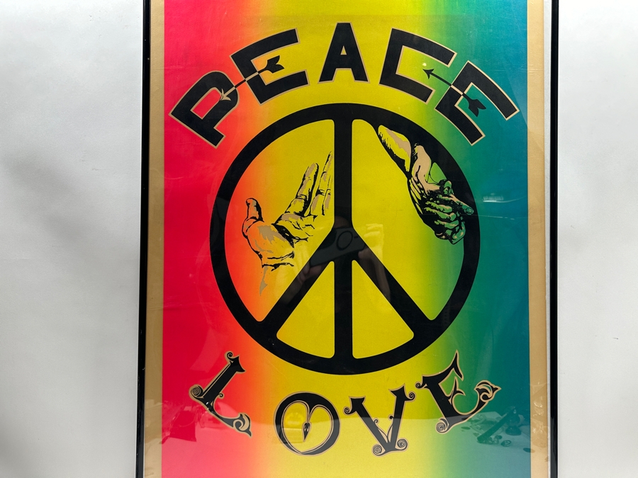 Original 1960s Peace & Love Psychedelic Black Light Poster By Platt Mfg Co Los Angeles 23 X 35 [Photo 2]