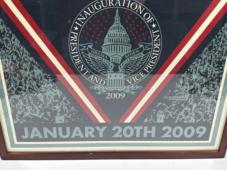 Be The Change By Shepard Fairey Barack Obama's January 20th 2009 Presidential Inauguration Poster Framed 25 X 37 [Photo 4]