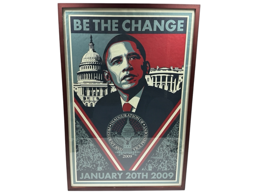 Be The Change By Shepard Fairey Barack Obama's January 20th 2009 Presidential Inauguration Poster Framed 25 X 37