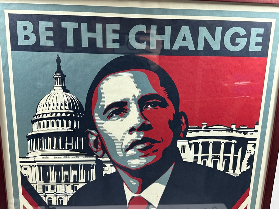 Be The Change By Shepard Fairey Barack Obama's January 20th 2009 Presidential Inauguration Poster Framed 25 X 37 [Photo 2]