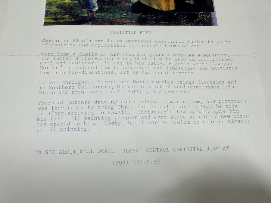 Christian Riso Original Hawaiian Oil Painting 7.5 X 9 Shadowbox Framed 14 X 15.5 [Photo 12]