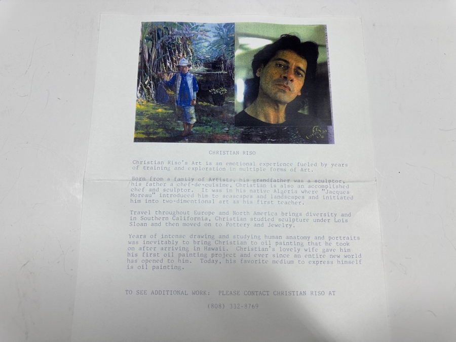 Christian Riso Original Hawaiian Oil Painting 7.5 X 9 Shadowbox Framed 14 X 15.5 [Photo 11]