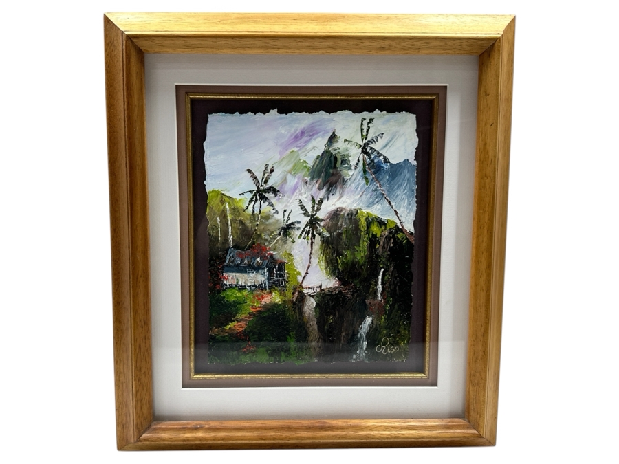 Christian Riso Original Hawaiian Oil Painting 7.5 X 9 Shadowbox Framed 14 X 15.5 [Photo 2]