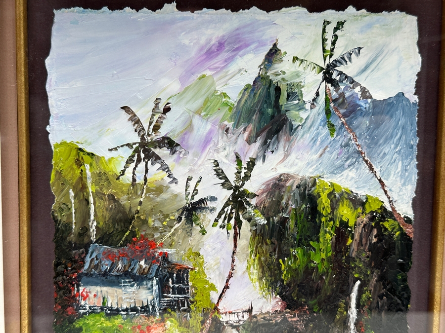 Christian Riso Original Hawaiian Oil Painting 7.5 X 9 Shadowbox Framed 14 X 15.5 [Photo 4]