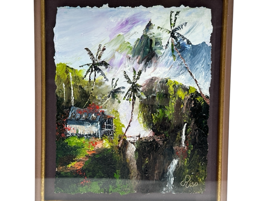 Christian Riso Original Hawaiian Oil Painting 7.5 X 9 Shadowbox Framed 14 X 15.5 [Photo 1]