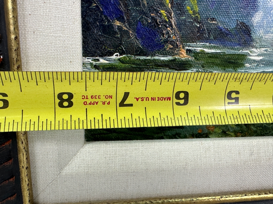 Stephen Sands (B. 1930, Hawaii) Original Plein Air Oil Painting On Canvas Of A Hawaiian Waterfall Dated 2001 7.5 X 9.5 Framed 12 X 14 [Photo 9]