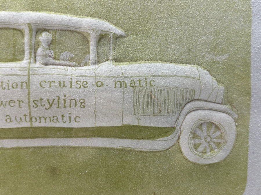 Marion A. Baker Original Mixed Media Fabric Artwork Titled 'Double Rocket Action' Displayed In A Lucite Shadowbox Frame 31.5W X 18H X 5D [Photo 7]