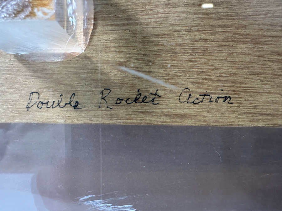 Marion A. Baker Original Mixed Media Fabric Artwork Titled 'Double Rocket Action' Displayed In A Lucite Shadowbox Frame 31.5W X 18H X 5D [Photo 15]