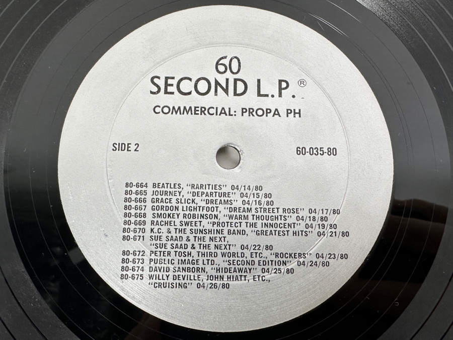 Vintage '60 Second LP' Vinyl Record Promotional Albums Featuring: The Beatles, Public Image Ltd., Van Halen, Jimi Hendrix, Beach Boys, Black Sabbath, Star Wars Soundtrack, Judas Priest, KISS, DEVO, Rolling Stones & More [Photo 2]