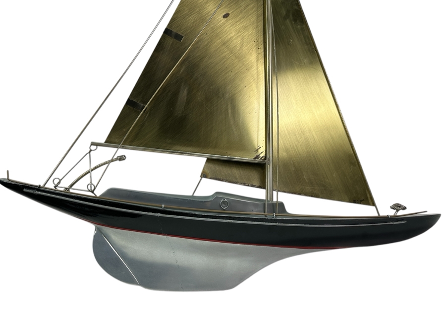 Vintage Signed Curtis Jere Brass Sculptural Sailboat 33W X 44H [Photo 2]